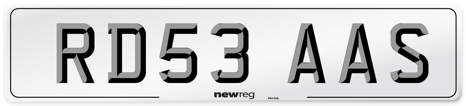 RD53 AAS Number Plate from New Reg